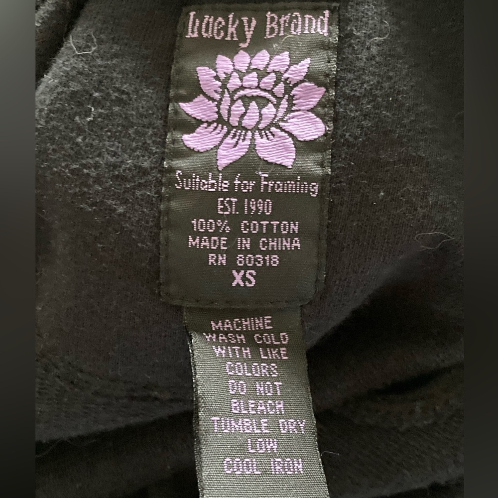 Lucky Brand Embroidered Black Zip-up Hoodie with Peace Symbol XS - Picture 8 of 8